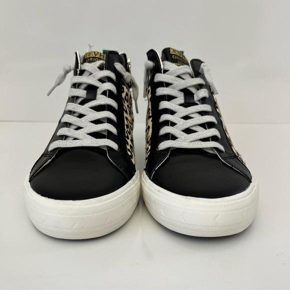 Vintage Havana Leopard High Top Sneakers Size 9 Star Distressed Zip Shoes - Picture 7 of 13